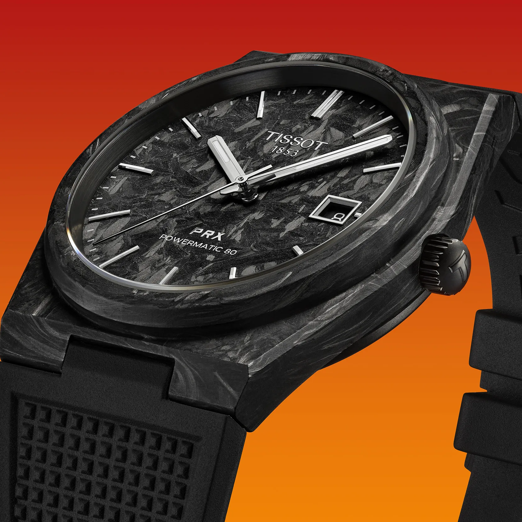  Shop Authentic Tissot PRX Powermatic 80 Carbon Black Dial Black Rubber Strap Watch for Men - T137.907.97.201.00 - Luxxuri