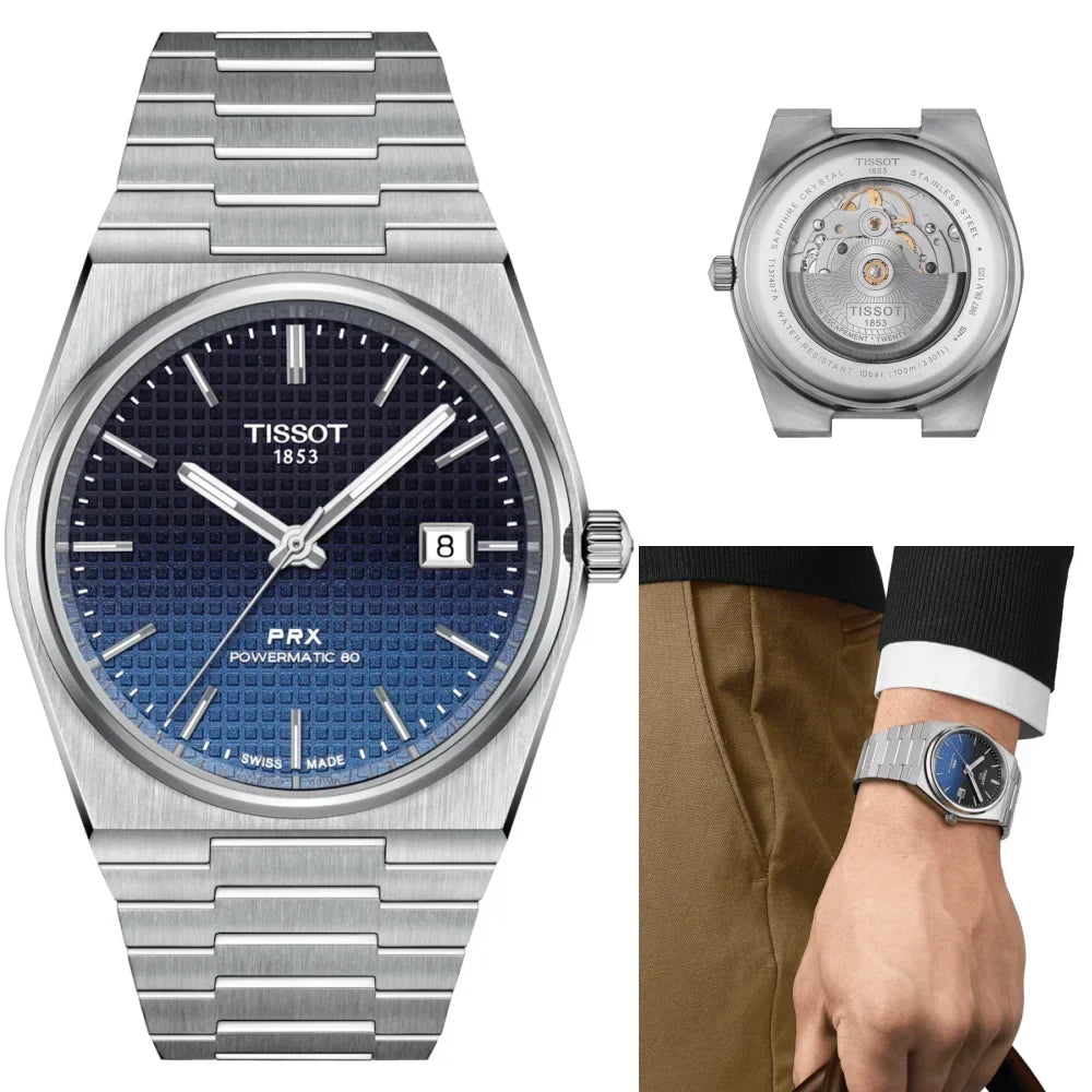  Shop Authentic Tissot Powermatic 80 Automatic Gradient Blue Dial Silver Steel Strap Watch for Men - T137.407.11.051.01 - Luxxuri