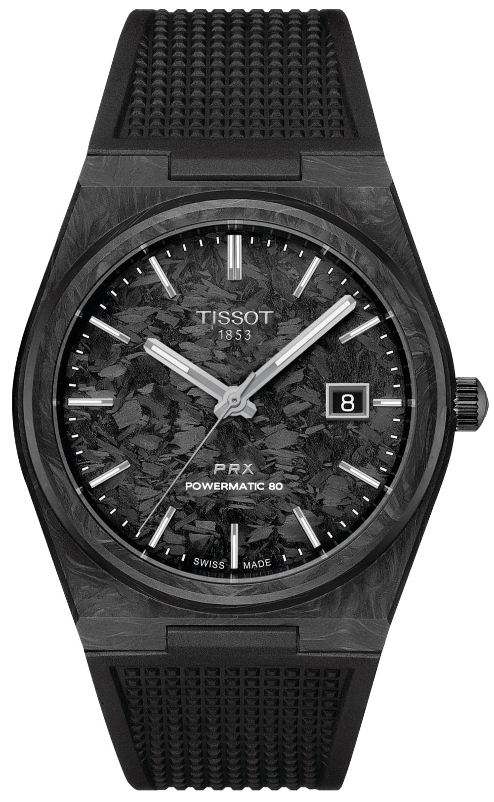  Shop Authentic Tissot PRX Powermatic 80 Carbon Black Dial Black Rubber Strap Watch for Men - T137.907.97.201.00 - Luxxuri