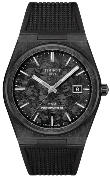  Shop Authentic Tissot PRX Powermatic 80 Carbon Black Dial Black Rubber Strap Watch for Men - T137.907.97.201.00 - Luxxuri