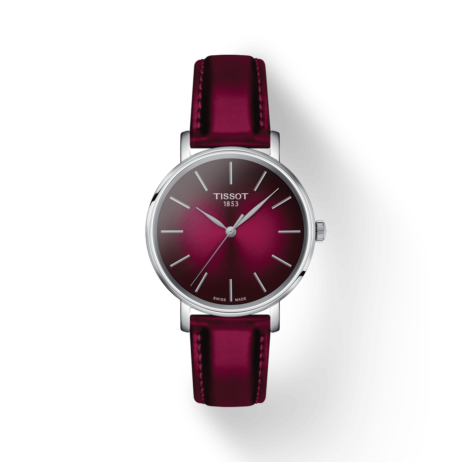  Shop Authentic Tissot Everytime Lady Burgundy Dial Burgundy Leather Strap Watch for Women - T143.210.17.331.00 - Luxxuri