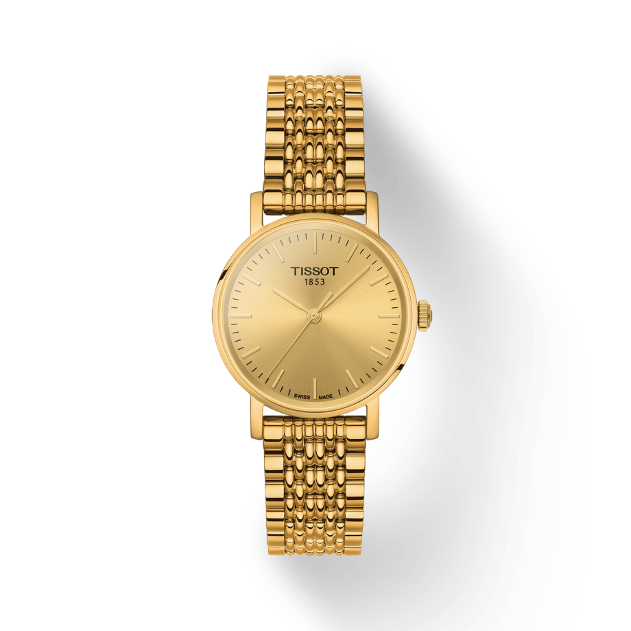  Shop Authentic Tissot Everytime Lady Gold Dial Gold Mesh Bracelet Watch for Women - T143.210.33.021.00 - Luxxuri