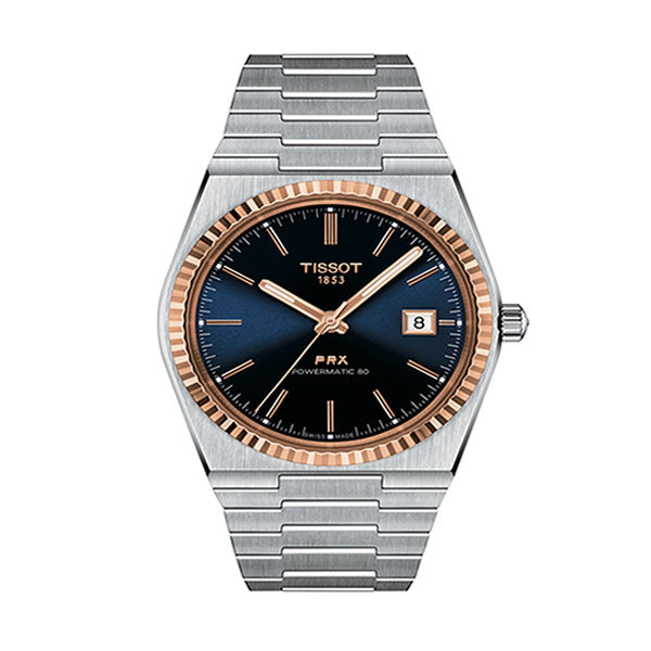  Shop Authentic Tissot PRX Powermatic 80 Automatic 18K Gold Blue Dial Silver Steel Strap Watch for Men - T931.407.41.041.00 - Luxxuri