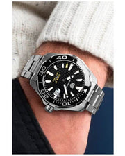  Shop Authentic Tag Heuer Aquaracer Automatic Black Dial Silver Steel Strap Watch for Men - WAY211A.BA0928 - Luxxuri