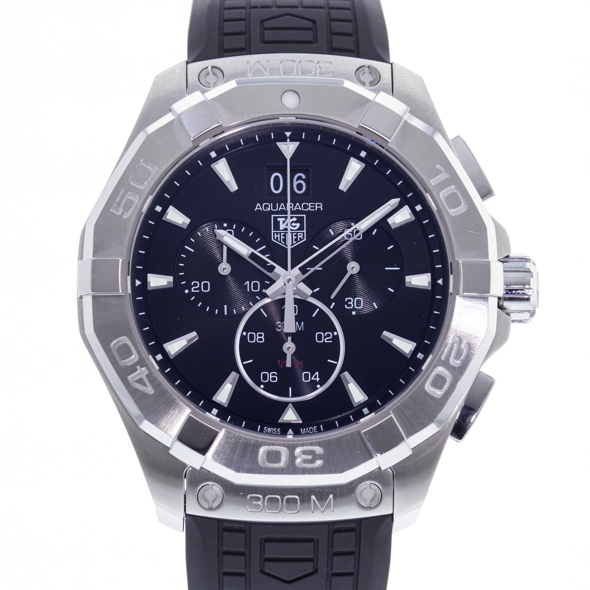  Shop Authentic Tag Heuer Aquaracer Chronograph Black Dial Black Rubber Strap Watch for Men - CAY1110.FT6041 - Luxxuri