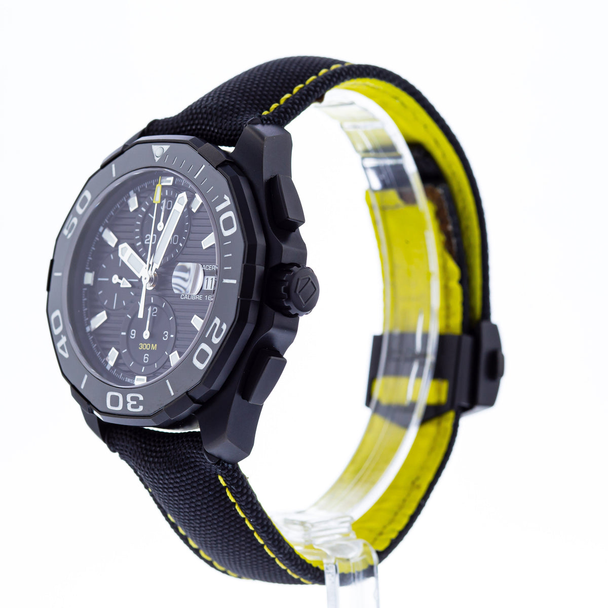  Shop Authentic Tag Heuer Aquaracer Chronograph PVD Black Dial Black Nylon Strap Watch for Men - CAY218A.FC6361 - Luxxuri