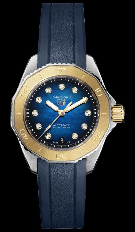  Shop Authentic Tag Heuer Aquaracer Professional 200 Automatic Diamonds Blue Dial Blue Rubber Strap Watch for Women - WBP2450.FT6215 - Luxxuri