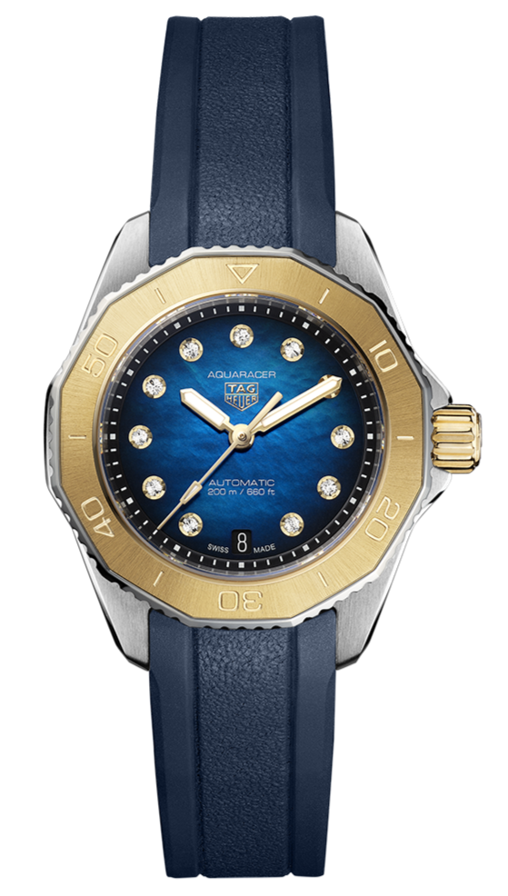  Shop Authentic Tag Heuer Aquaracer Professional 200 Automatic Diamonds Blue Dial Blue Rubber Strap Watch for Women - WBP2450.FT6215 - Luxxuri