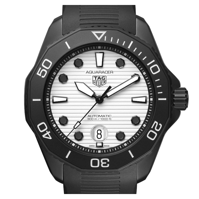  Shop Authentic Tag Heuer Aquaracer Professional 300 Automatic White Dial Black Rubber Strap Watch for Men - WBP201D.FT6197 - Luxxuri