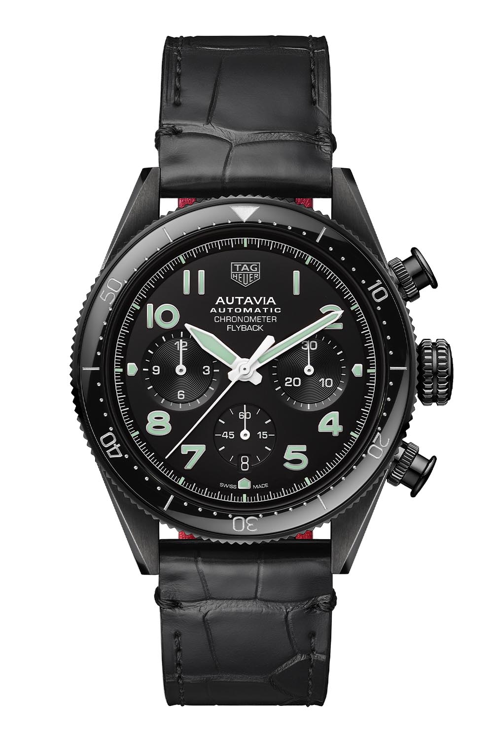  Shop Authentic Tag Heuer Autavia Chronometer Flyback Chronograph Black Dial Black Leather Strap Watch for Men - CBE511C.FC8280 - Luxxuri