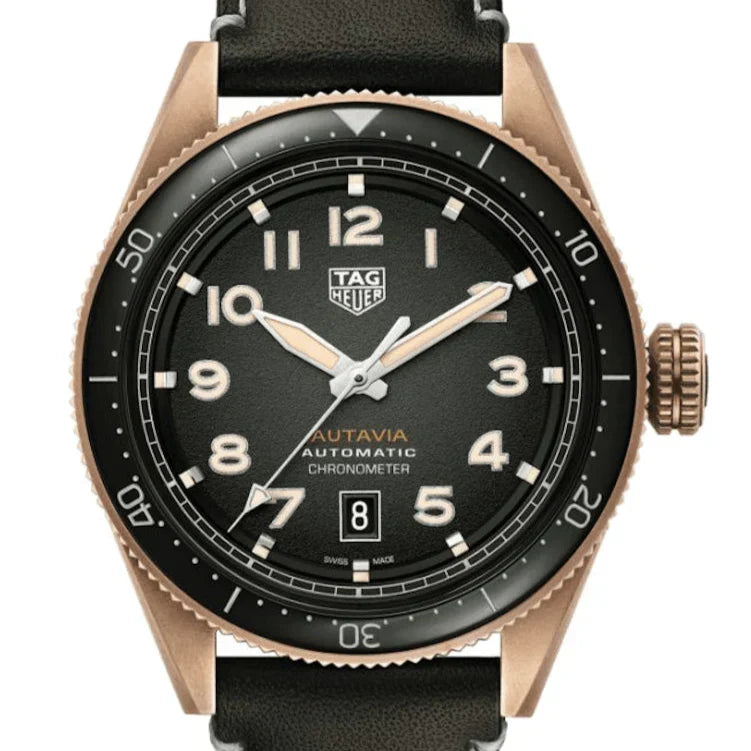 Shop Authentic Tag Heuer Autavia Calibre 5 Automatic Olive Green Dial Green Leather Strap Watch for Men - WBE5190.FC8268 - Luxxuri