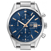  Shop Authentic Tag Heuer Carrera Automatic Chronograph Blue Dial Silver Steel Strap Watch for Men - CBK2115.BA0715 - Luxxuri