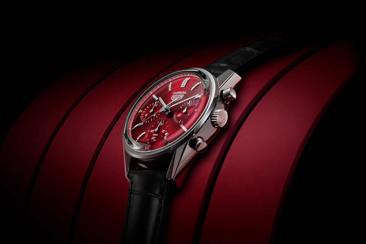  Shop Authentic Tag Heuer Carrera Automatic Chronograph Red Dial Black Leather Strap Watch for Men - CBK221G.FC6479 - Luxxuri