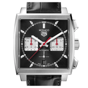  Shop Authentic Tag Heuer Monaco Automatic Chronograph Black Dial Black Leather Strap Watch for Men - CBL2113.FC6177 - Luxxuri