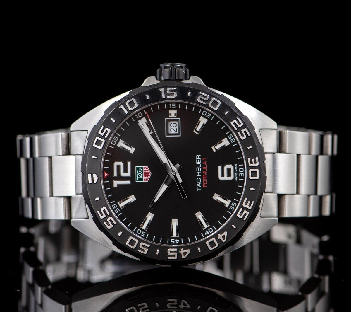  Shop Authentic Tag Heuer Formula 1 Quartz Black Dial Silver Steel Strap Watch for Men - WAZ1110.BA0875 - Luxxuri