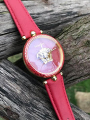  Shop Authentic Versace Palazzo Empire Red Dial Red Leather Strap Watch for Women - VCO120017 - Luxxuri