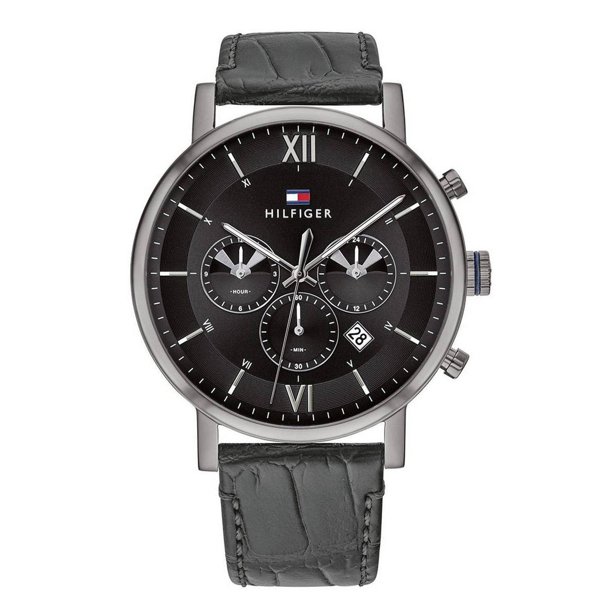  Shop Authentic Tommy Hilfiger Evan Black Dial Black Leather Strap Watch for Men - 1710395 - Luxxuri