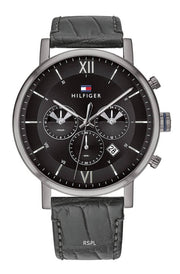  Shop Authentic Tommy Hilfiger Evan Black Dial Black Leather Strap Watch for Men - 1710395 - Luxxuri