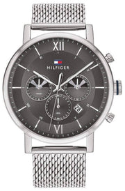  Shop Authentic Tommy Hilfiger Evan Grey Dial Silver Mesh Bracelet Watch for Men - 1710396 - Luxxuri
