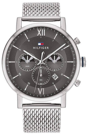  Shop Authentic Tommy Hilfiger Evan Grey Dial Silver Mesh Bracelet Watch for Men - 1710396 - Luxxuri