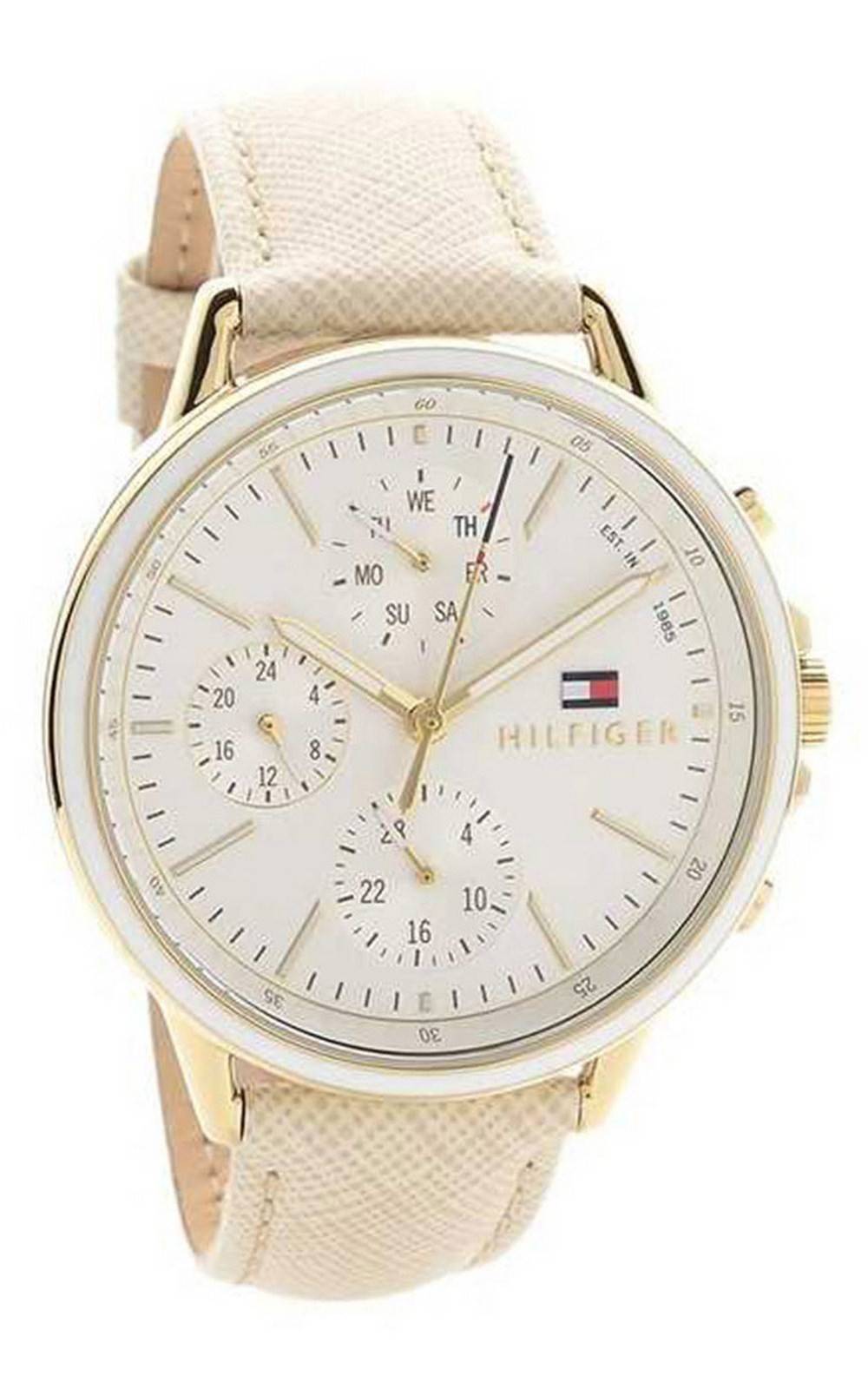 Shop Authentic Tommy Hilfiger Carly Silver Dial Cream Leather Strap Watch for Women - 1781790 - Luxxuri