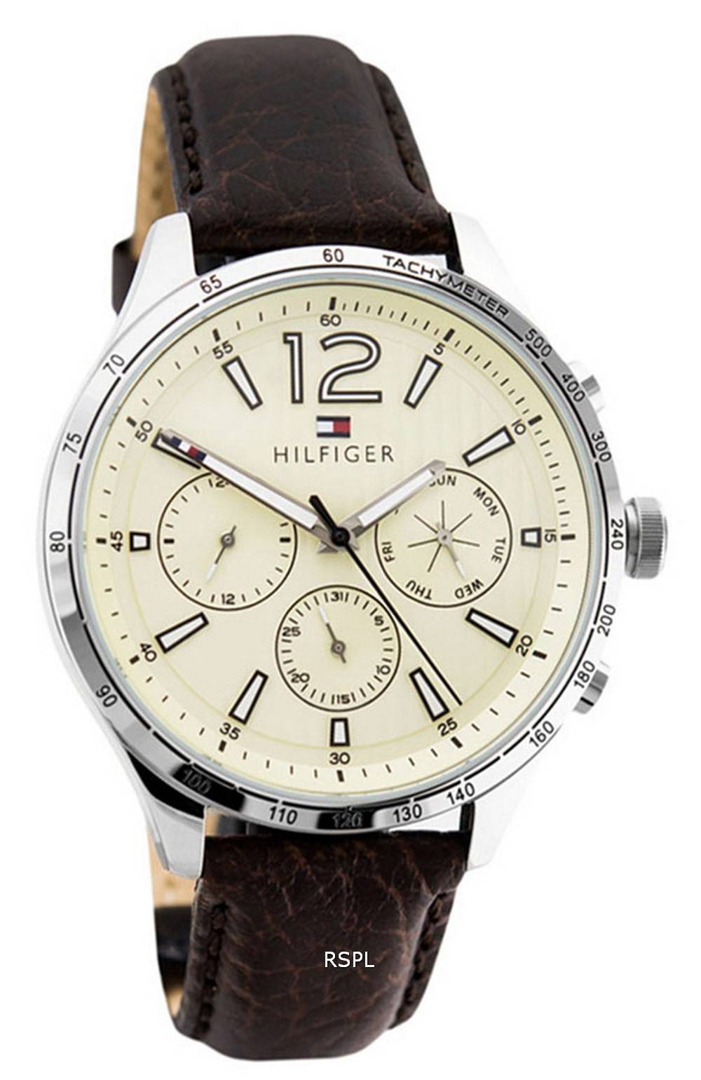  Shop Authentic Tommy Hilfiger Gavin Chronograph White Dial Brown Leather Strap Watch for Men - 1791467 - Luxxuri