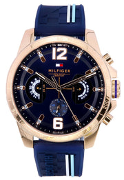  Shop Authentic Tommy Hilfiger Decker Multifunction Blue Dial Blue Rubber Strap Watch for Men - 1791474 - Luxxuri