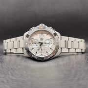  Shop Authentic Tag Heuer Aquaracer Caliber 16 Automatic Chronograph White Dial Silver Steel Strap Watch for Men - CAY2111.BA0927 - Luxxuri
