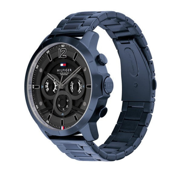  Shop Authentic Tommy Hilfiger Luca Chronograph Grey Dial Blue Steel Strap Watch For Men - 1710493 - Luxxuri