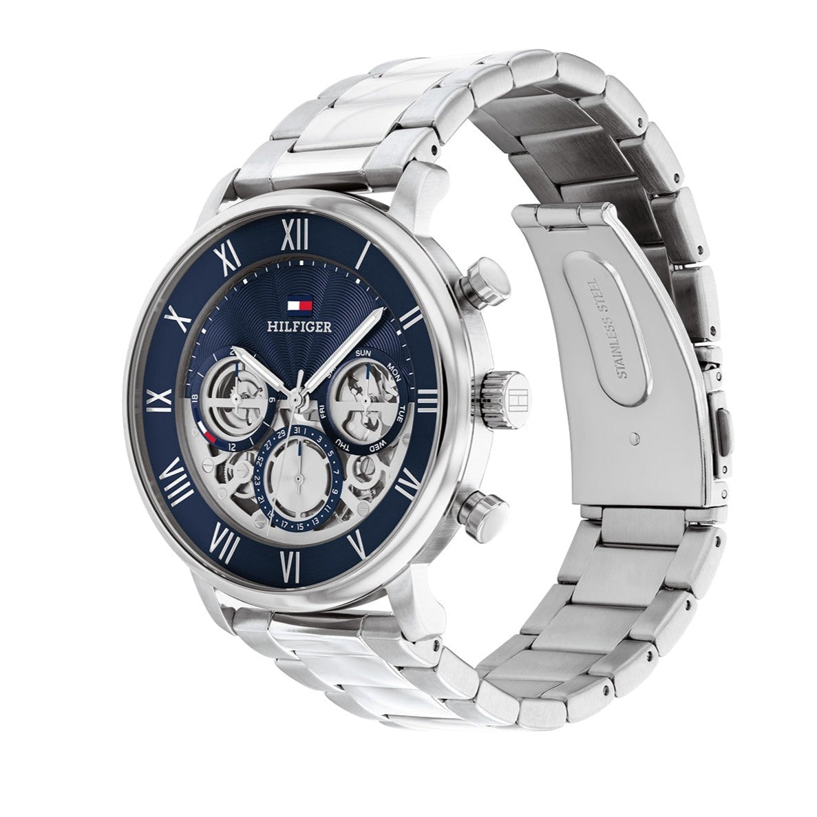  Shop Authentic Tommy Hilfiger Legend Chronograph Blue Dial Silver Steel Strap Watch For Men - 1710569 - Luxxuri
