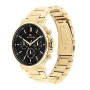  Shop Authentic Tommy Hilfiger Tyson Chronograph Black Dial Gold Steel Strap Watch For Men - 1710589 - Luxxuri