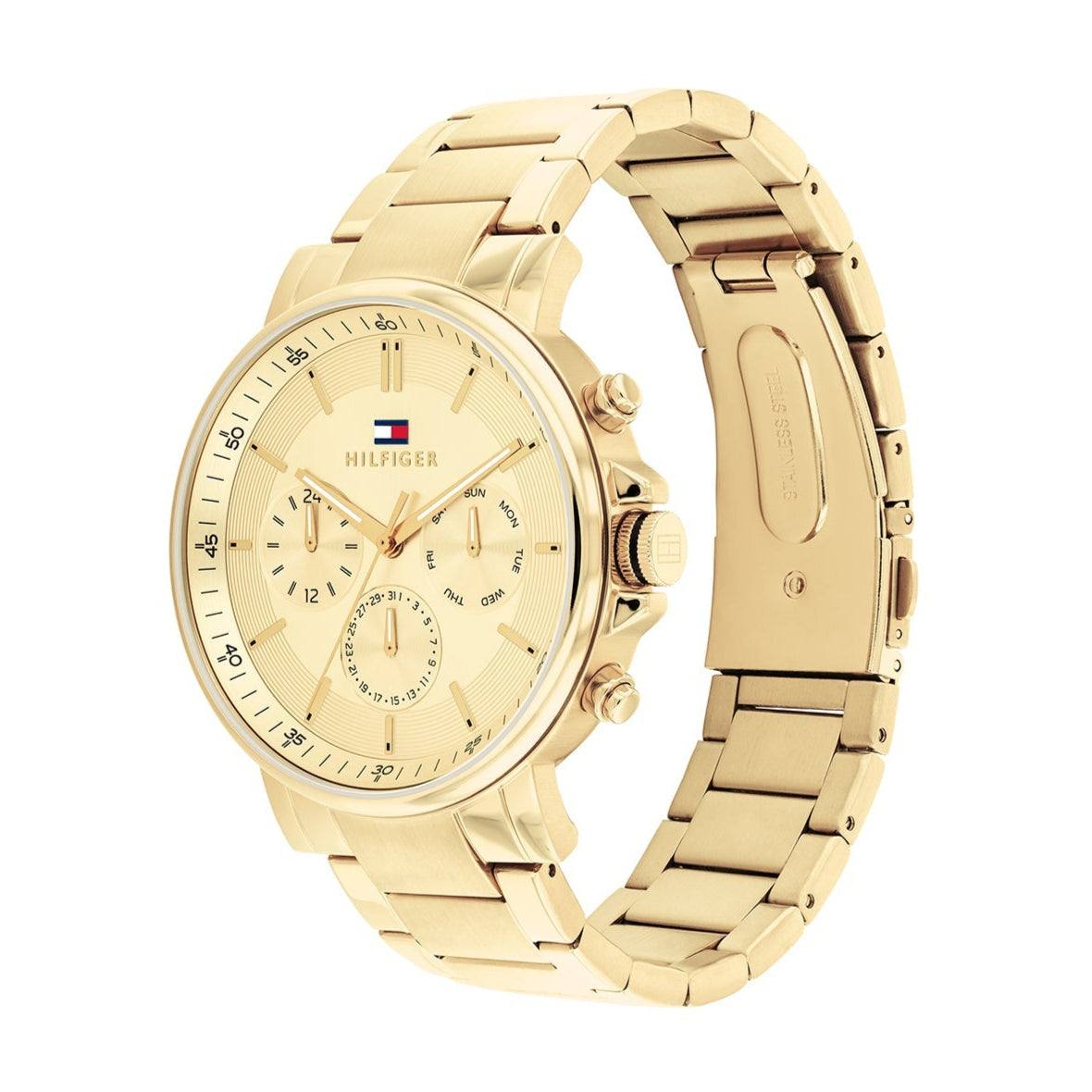  Shop Authentic Tommy Hilfiger Tyson Chronograph Gold Dial Gold Steel Strap Watch For Men - 1710611 - Luxxuri