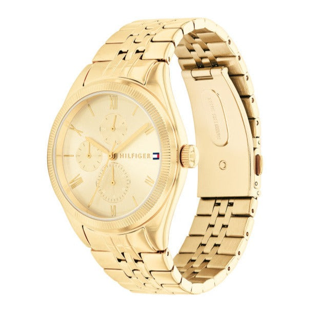  Shop Authentic Tommy Hilfiger Monica Quartz Gold Dial Gold Steel Strap Watch For Women - 1782592 - Luxxuri