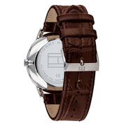  Shop Authentic Tommy Hilfiger Brad Chronograph White Dial Brown Leather Strap Watch For Men - 1710389 - Luxxuri