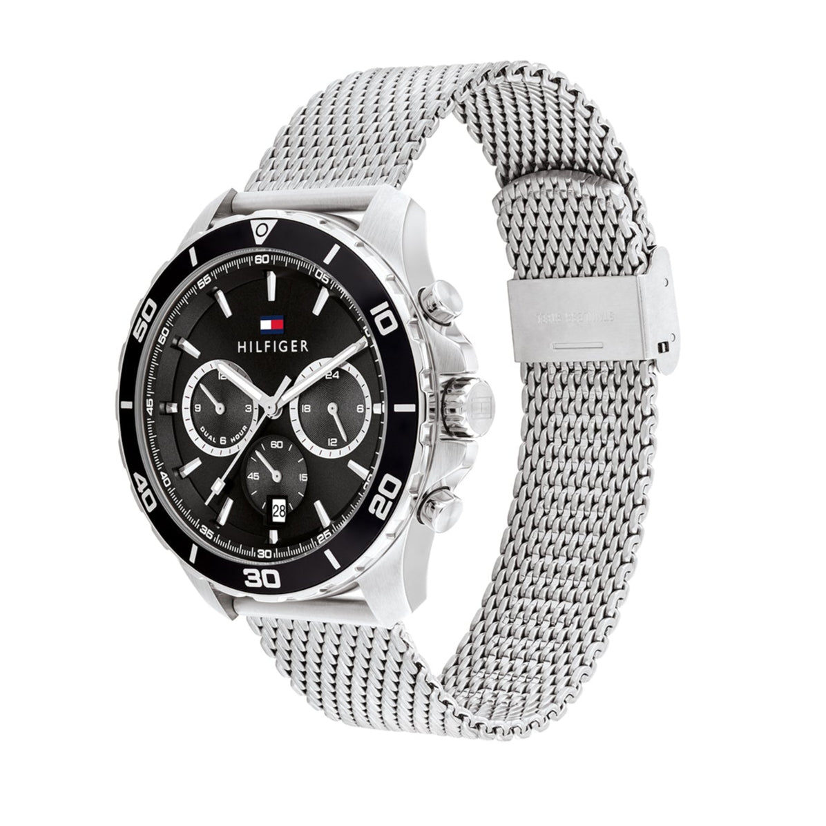  Shop Authentic Tommy Hilfiger Jordan Chronograph Black Dial Silver Mesh Strap Watch For Men - 1792092 - Luxxuri