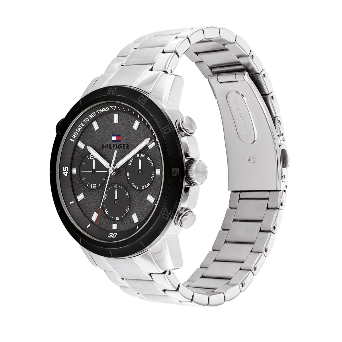  Shop Authentic Tommy Hilfiger Troy Chronograph Grey Dial Silver Steel Strap Watch For Men - 1792106 - Luxxuri