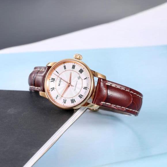  Shop Authentic Mido Baroncelli III Automatic Silver Dial Brown Leather Strap Watch For Women - M7600.2.21.8 - Luxxuri