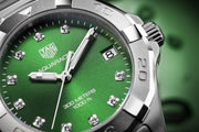  Shop Authentic Tag Heuer Aquaracer Diamonds Emerald Green Dial Silver Steel Strap Watch for Women - WBD1316.BA0740 - Luxxuri