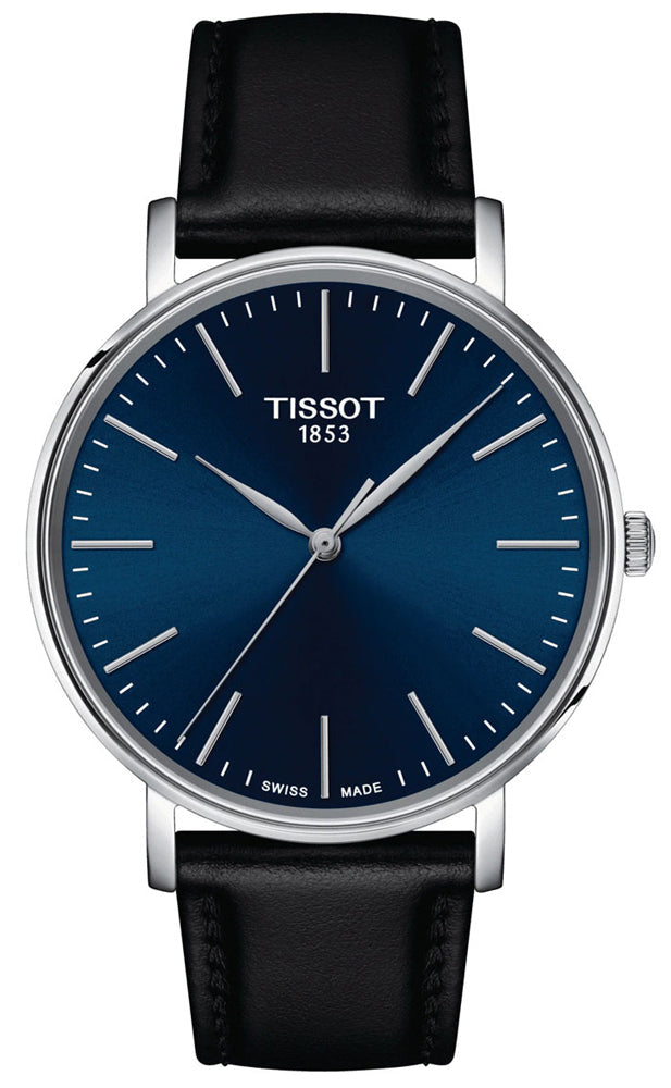  Shop Authentic Tissot Everytime Gent Blue Dial Black Leather Strap Watch for Men - T143.410.16.041.00 - Luxxuri