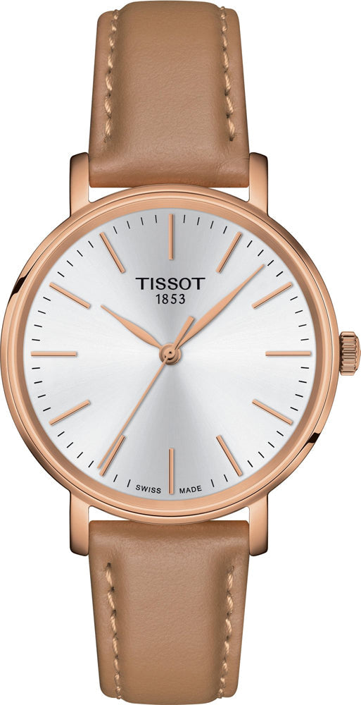  Shop Authentic Tissot Everytime Lady Silver Dial Brown Leather Strap Watch for Women - T143.210.36.011.00 - Luxxuri