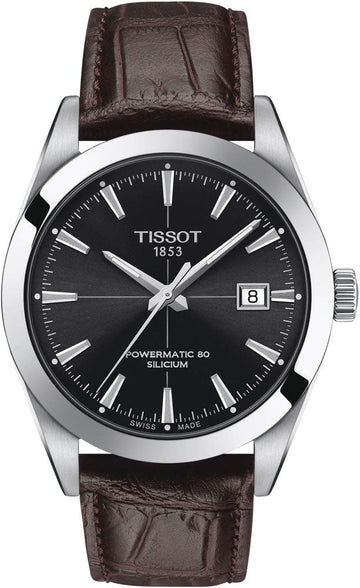  Shop Authentic Tissot Gentleman Powermatic 80 Silicium Black Dial Brown Leather Strap Watch For Men - T127.407.16.051.01 - Luxxuri