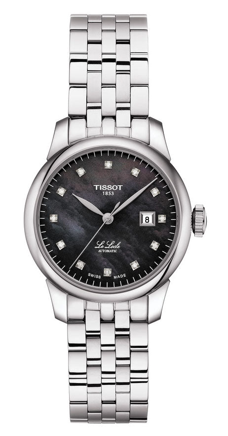  Shop Authentic Tissot Le Locle Automatic Diamonds Mother of Pearl Black Dial Silver Steel Strap Watch For Women - T006.207.11.126.00 - Luxxuri
