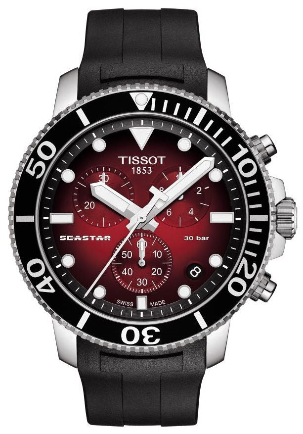  Shop Authentic Tissot Seastar 1000 Chronograph Red Dial Black Rubber Strap Watch For Men - T120.417.17.421.00 - Luxxuri