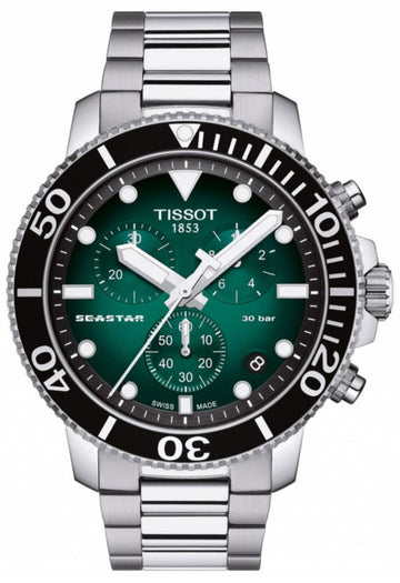  Shop Authentic Tissot Seastar 1000 Chronograph Green Dial Silver Steel Strap Watch For Men - T120.417.11.091.01 - Luxxuri