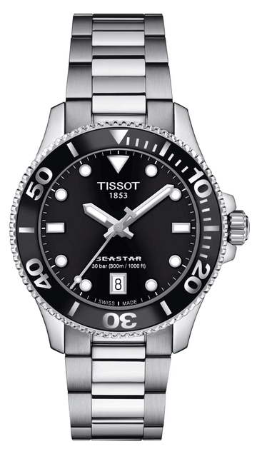 Shop Authentic Tissot Seastar 1000 Lady Black Dial Silver Steel Strap Watch for Women - T120.210.11.051.00 - Luxxuri