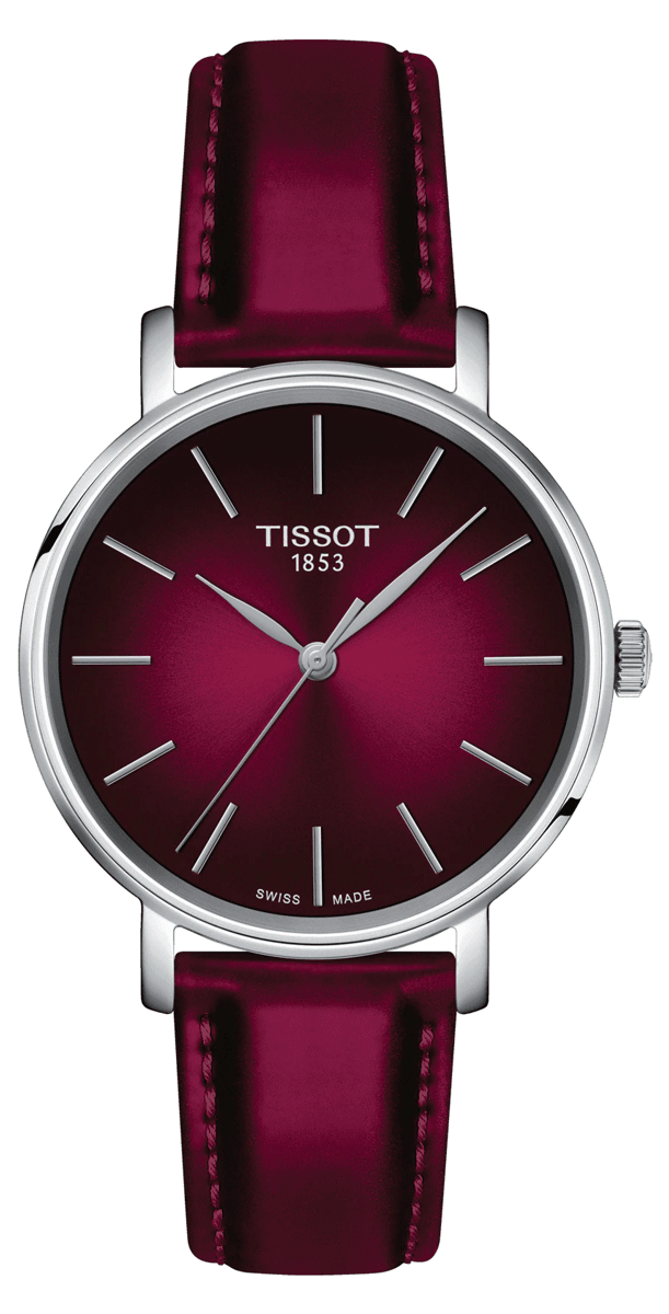  Shop Authentic Tissot Everytime Lady Burgundy Dial Burgundy Leather Strap Watch for Women - T143.210.17.331.00 - Luxxuri