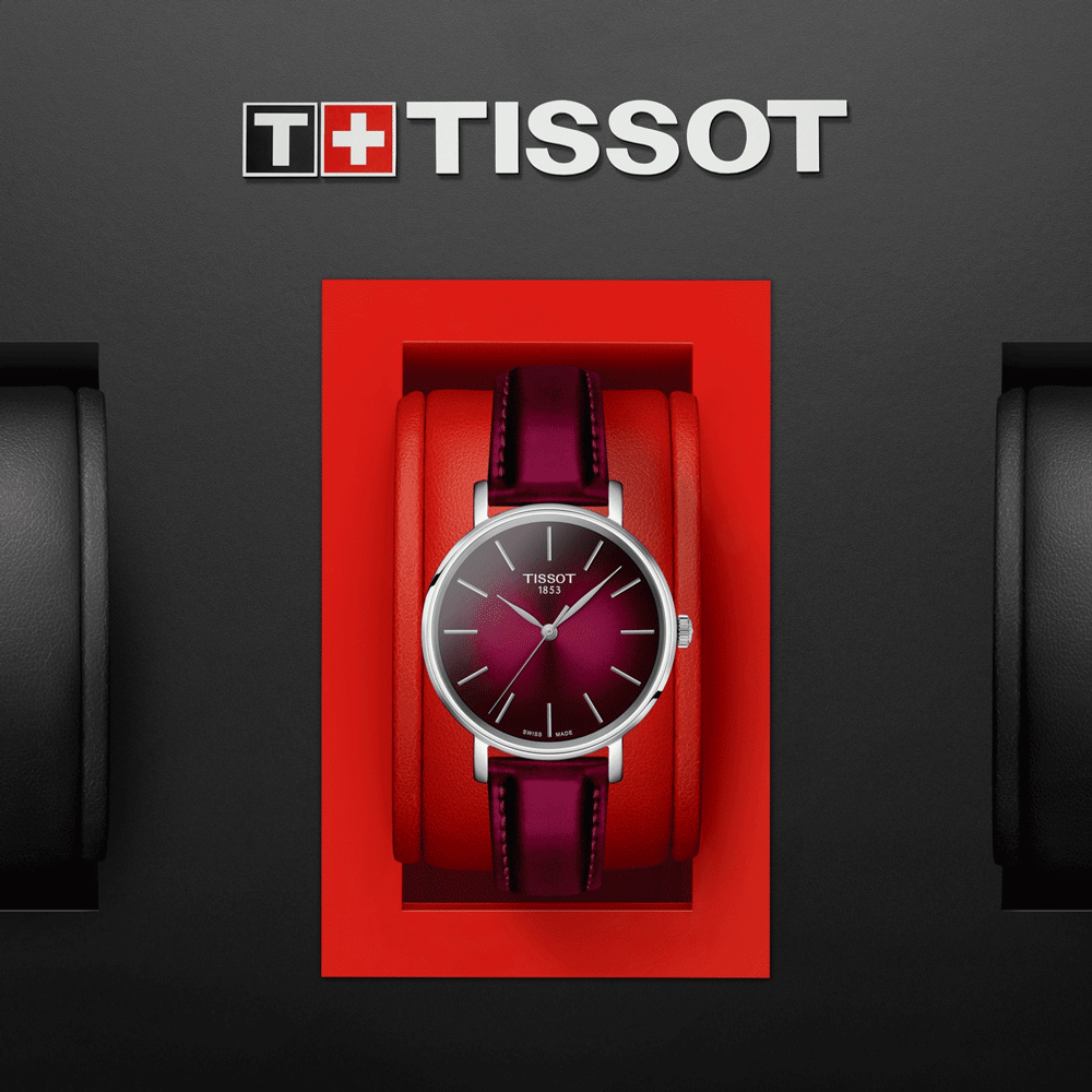  Shop Authentic Tissot Everytime Lady Burgundy Dial Burgundy Leather Strap Watch for Women - T143.210.17.331.00 - Luxxuri