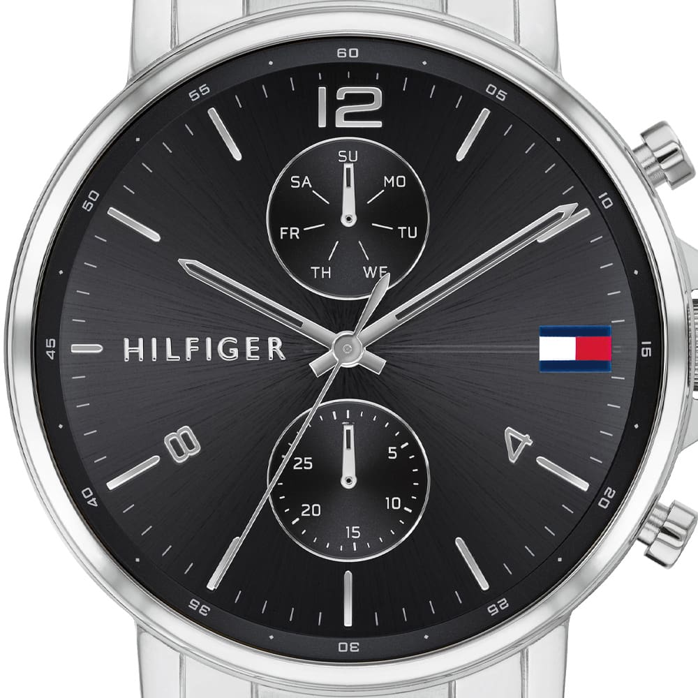  Shop Authentic Tommy Hilfiger Daniel Black Dial Silver Steel Strap Watch for Men - 1710413 - Luxxuri