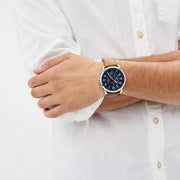  Shop Authentic Tommy Hilfiger Briggs Chronograph Blue Dial Brown Leather Strap Watch for Men - 1791424 - Luxxuri