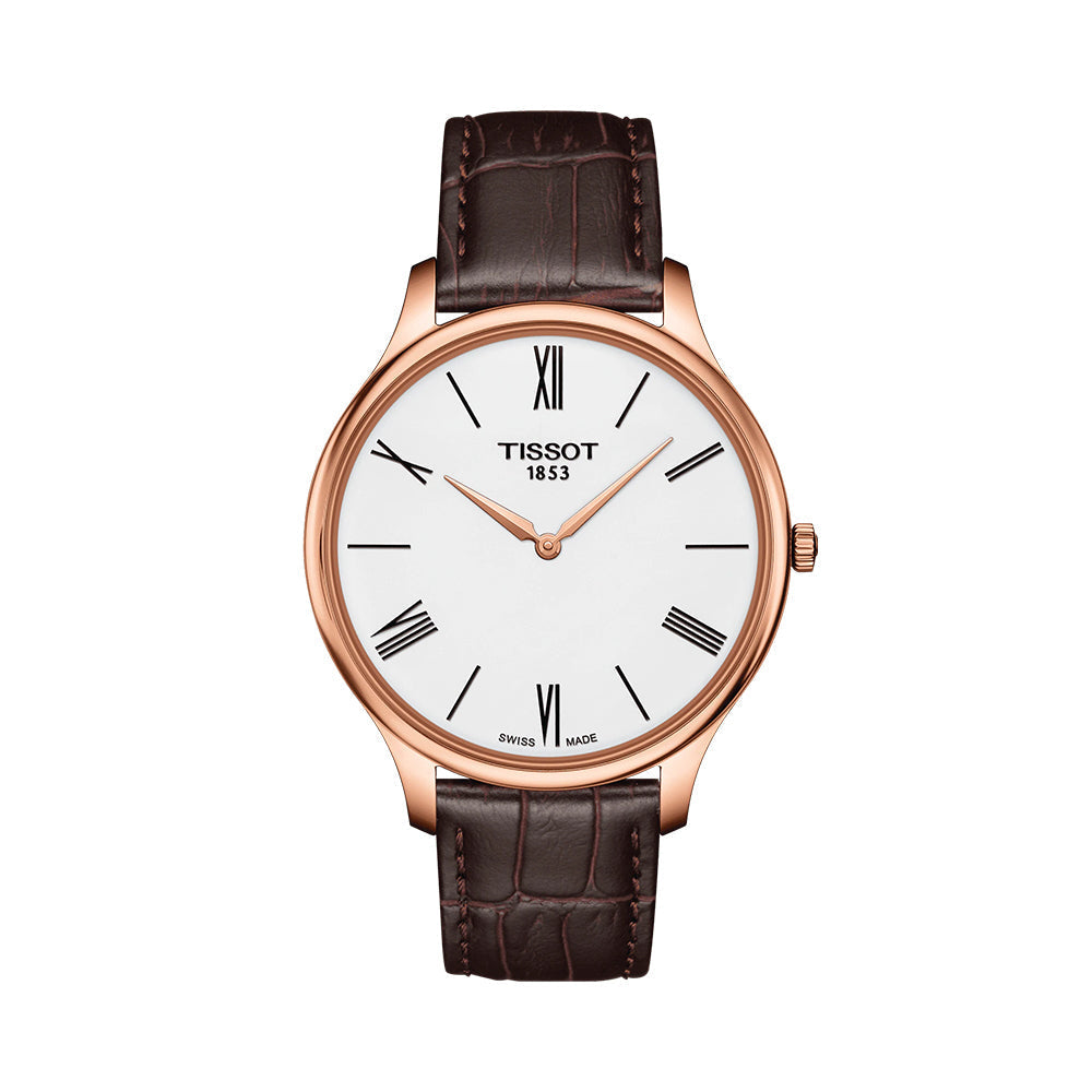  Shop Authentic Tissot Tradition 5.5 White Dial Brown Leather Strap Watch for Men - T063.409.36.018.00 - Luxxuri